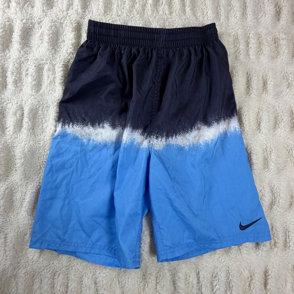 Nike Boys Blue Navy Colorblock Swim Trunks Board Shorts XL NESSF798